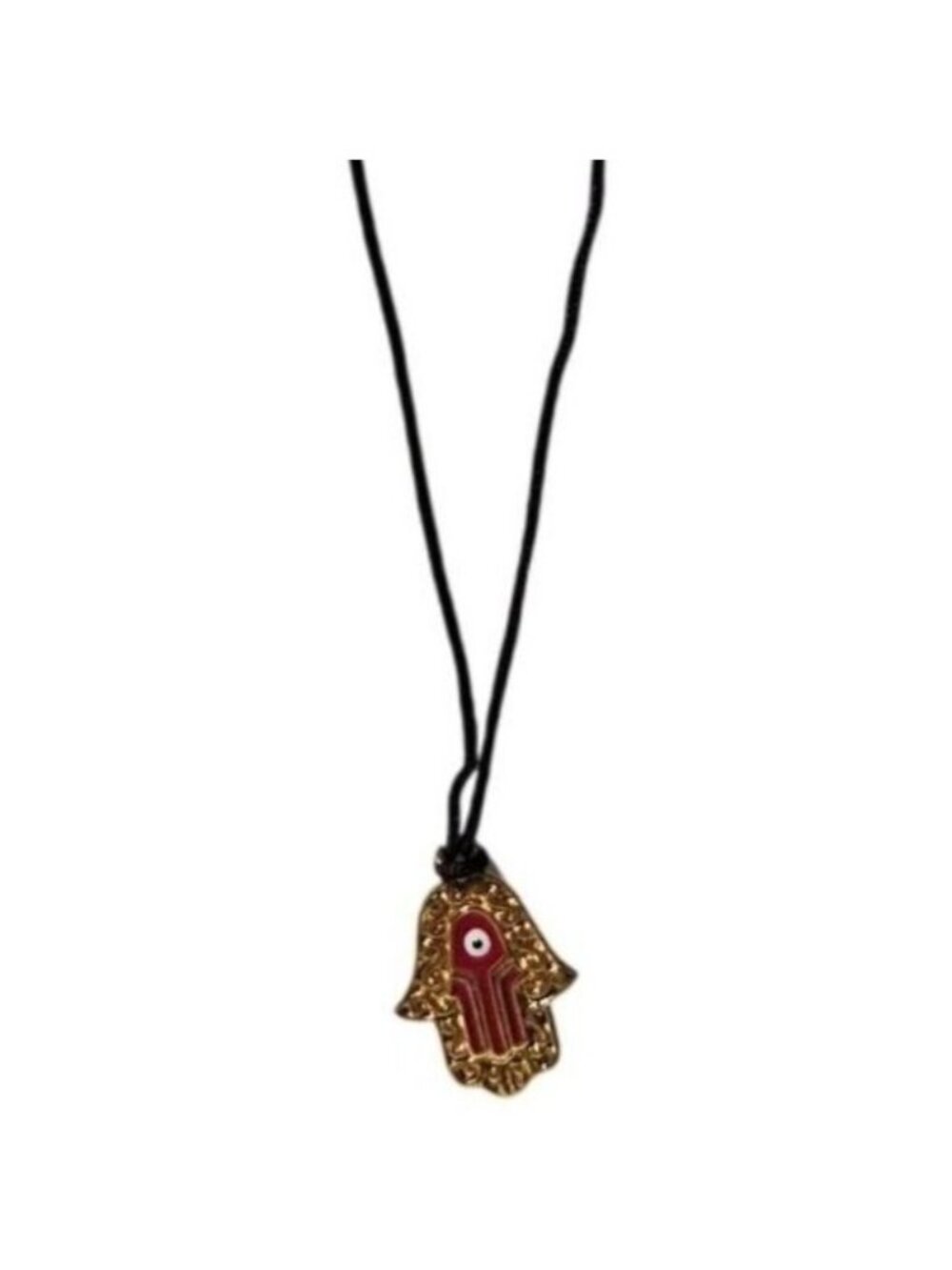 Hamsa Evil Eye Pendant Necklace Hand of Fatima Ethnic Gold Red Black Cord Women